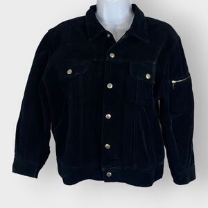 VTG A Golde Event Womens Kelly Cord Jacket | L | Black | Snap Buttons | Made USA